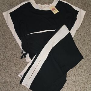 Entro Black and White Wide Leg Jumpsuit